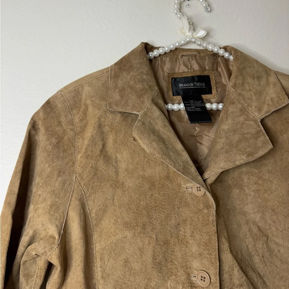 Brandon Thomas Women Brown Genuine Leather Suede Collar Jacket - Picture 10 of 11
